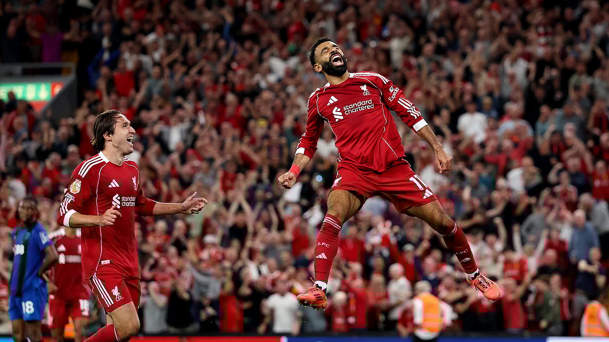 Mohamed Salah celebrates his goal against Bournemouth.