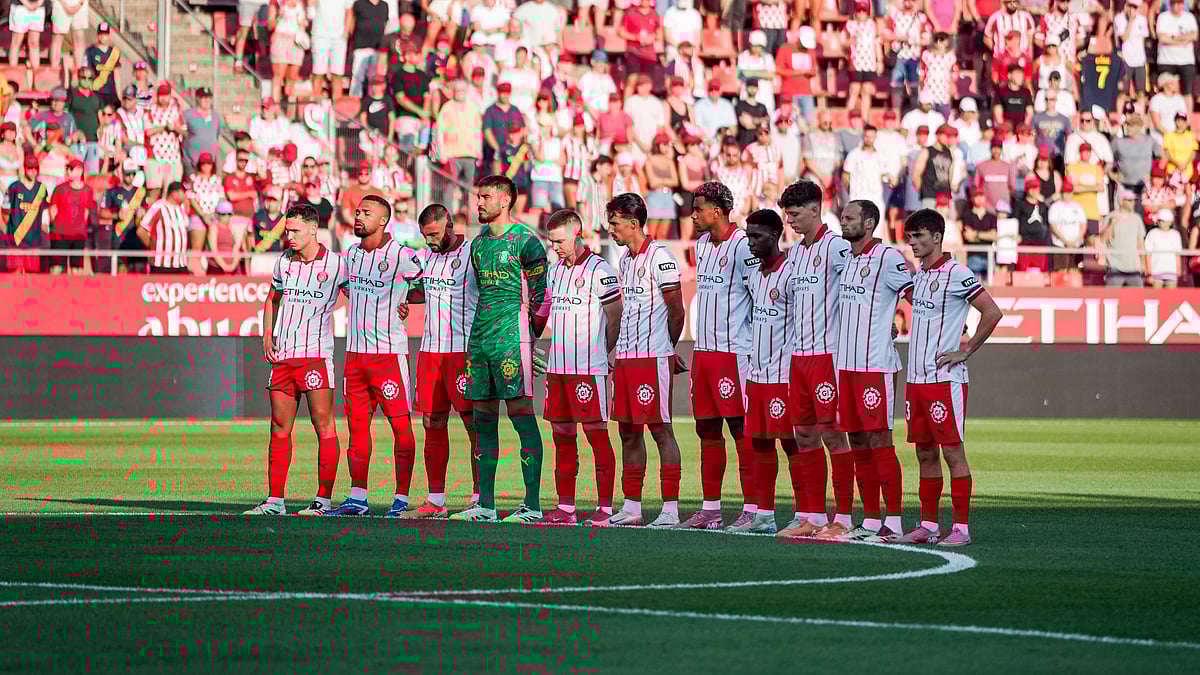 X/GironaFC : Girona FC players ahead of kick-off