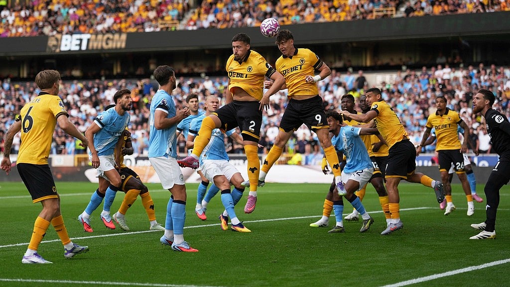 Photo: AP : Wolves Vs Manchester City Live Score, English Premier League: Action from the first half at Molineux Stadium.