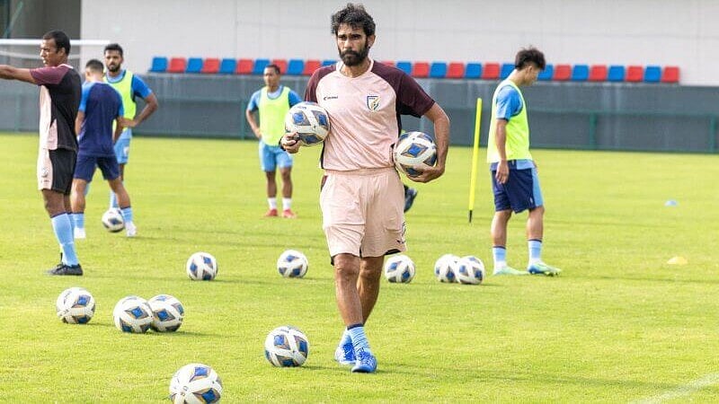 AIFF Media : New India coach Khalid Jamil at the national camp in Bengaluru.