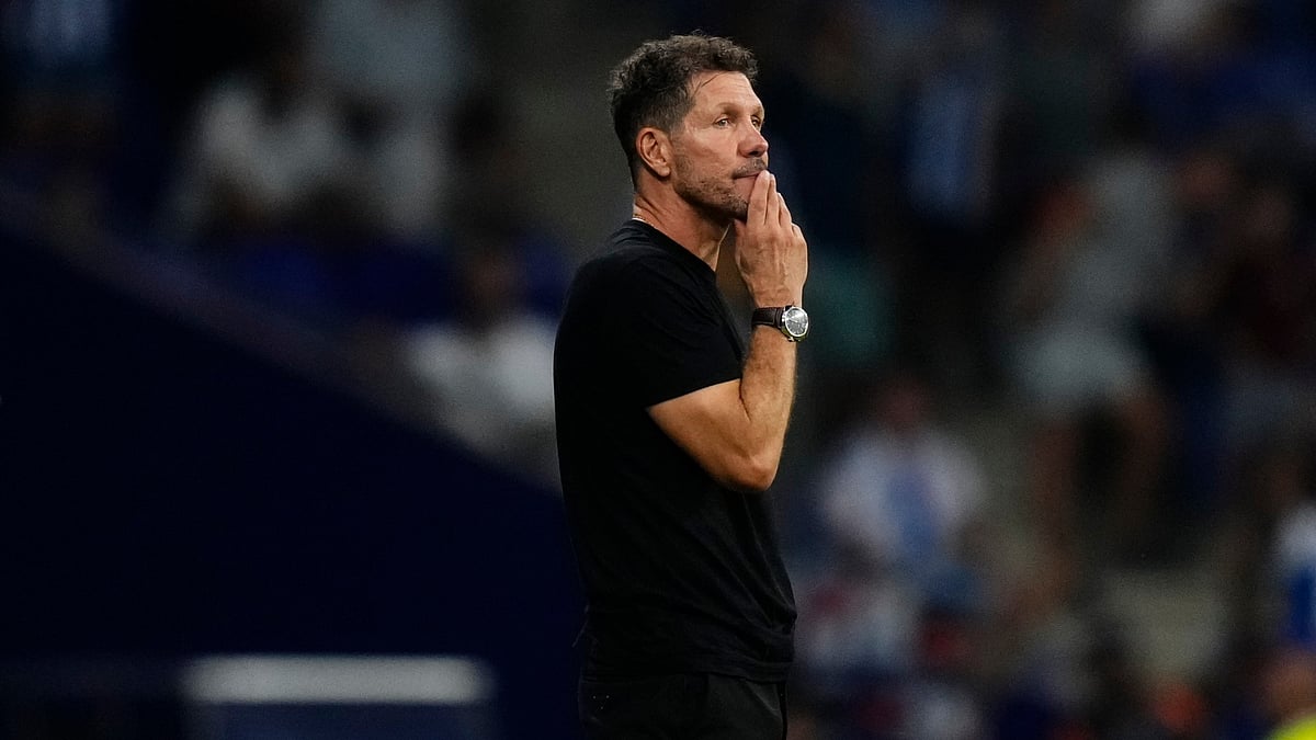 Atletico Madrid manager Diego Simeone during the La Liga 2025-26 match against Espanyol.