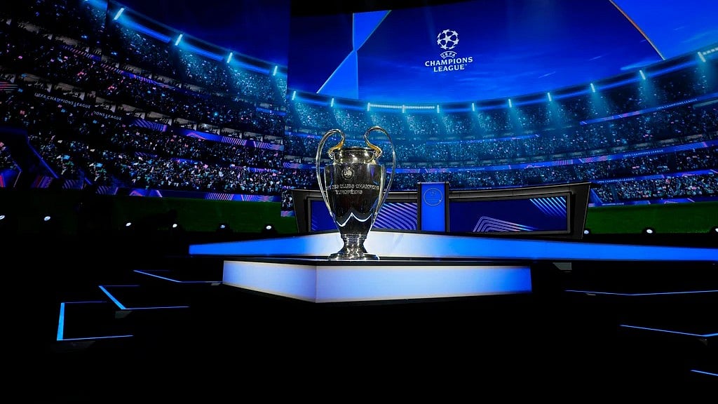 AP/Gregorio Borgia : Champions League trophy is displayed.