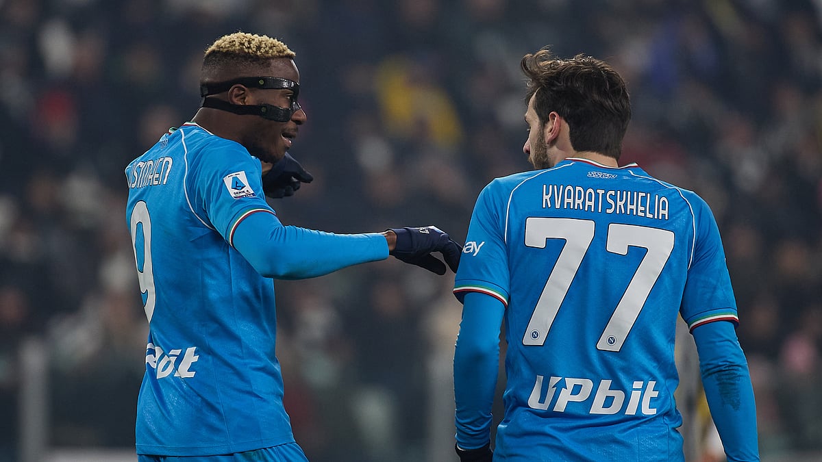 Napoli's Khvicha Kvaratskhelia and Victor Osimhen