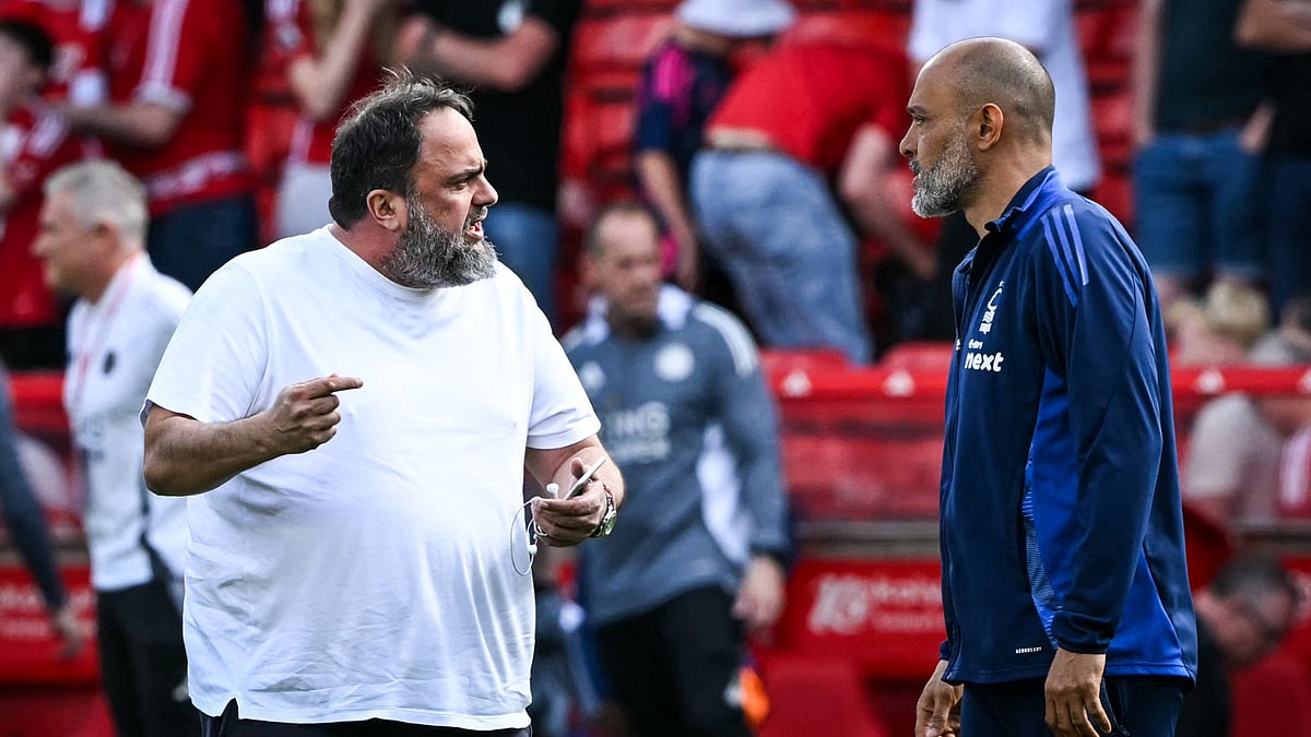 Nottingham Forest head coach Nuno Espirito Santo and owner Evangelos Marinakis