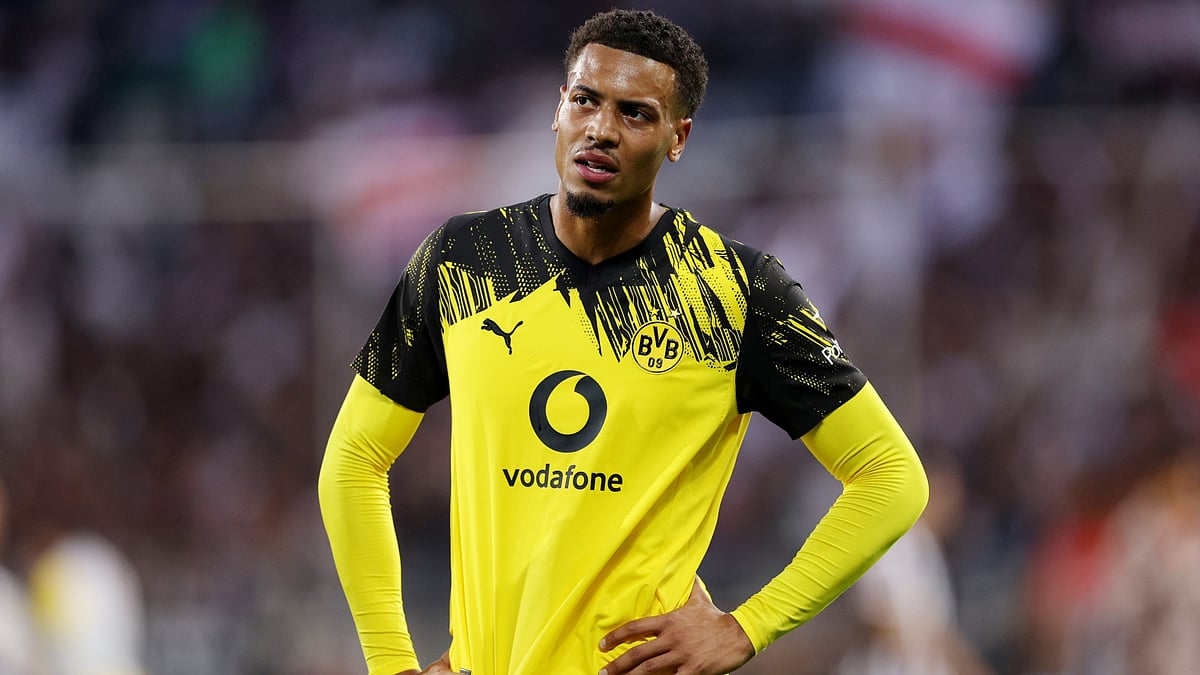 A disappointed Felix Nmecha looks on after Borussia Dortmund's 3-3 draw with St. Pauli