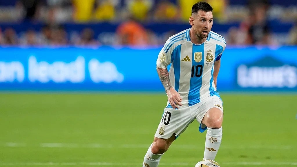 AP/Rebecca Blackwell : Lionel Messi of Argentina in action.