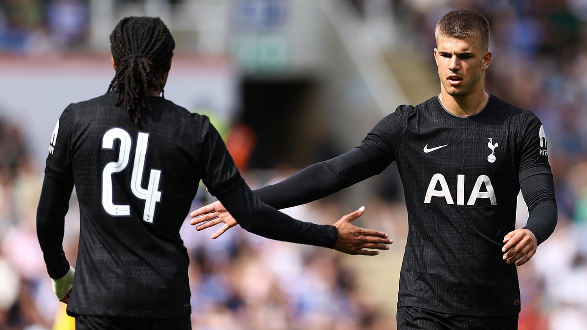 Luka Vuskovic (R) in action for Tottenham in pre-season