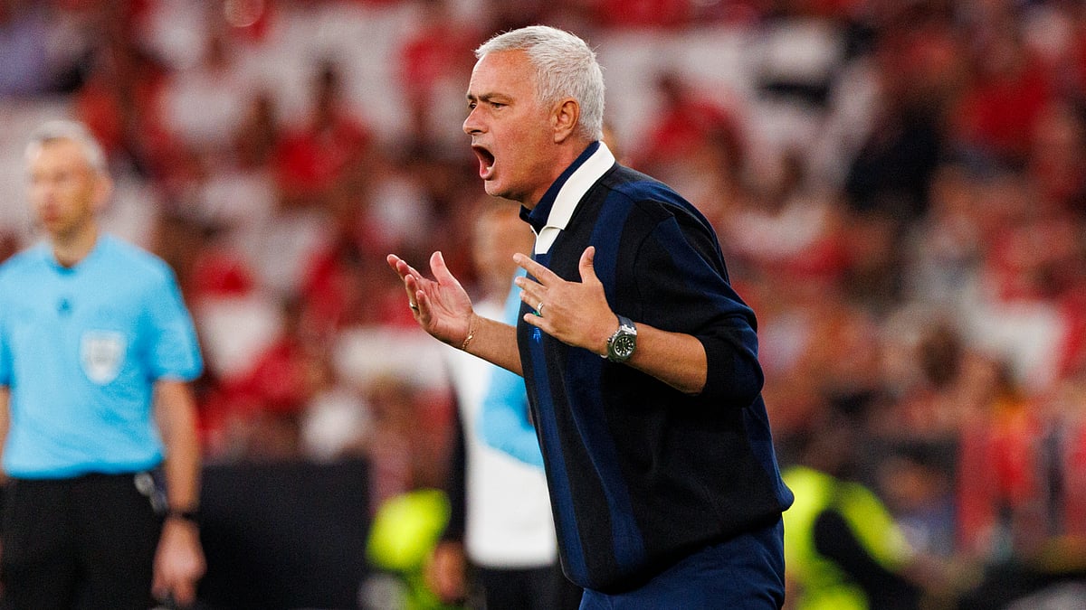 Jose Mourinho looks on during Fenerbahce's midweek loss to Benfica