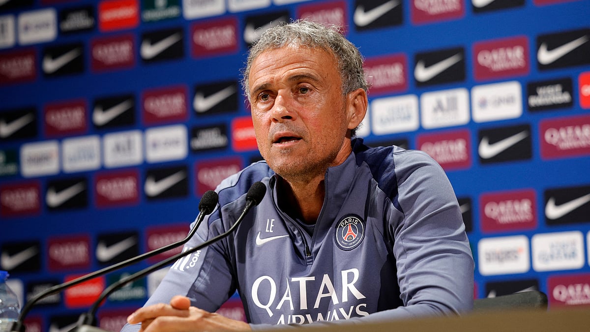 | Photo: File : File photo of Luis Enrique in a press conference for PSG.
