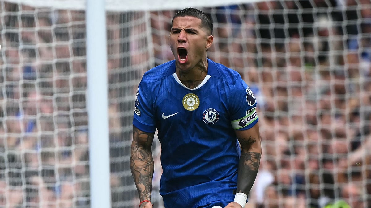 Enzo Fernandez celebrates against Fulham