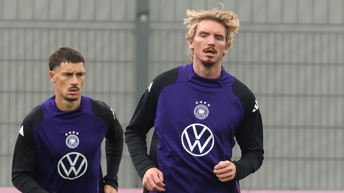 Nick Woltemade pictured in training with Germany on Tuesday