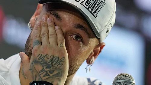 | Photo; AP/Andre Penner : Neymar Jr during a media addressal recently in Brazil