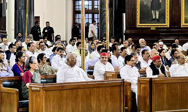 | Photo: @INCIndia/X via PTI; Representative image : Opposition party MPs meeting