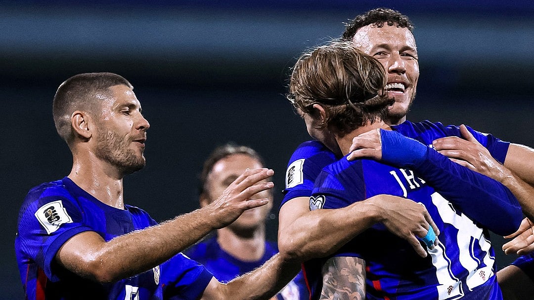 Photo: X/UEFA Euro : Croatia Vs Montenegro Live Score, FIFA World Cup European Qualifiers: The hosts celebrate a goal in Zagreb.