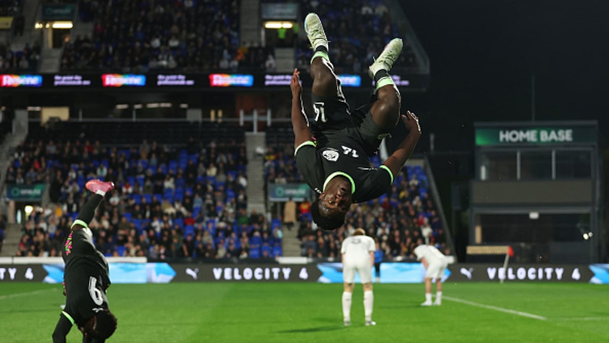 Nestory Irankunda celebrtates his goal against New Zealand.