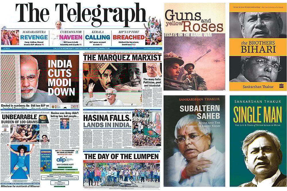 | File pic | : Words to Remember: Some of Sankarshan Thakur’s memorable headlines from The Telegraph and a few of his book covers