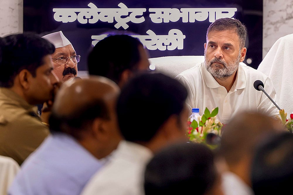 | Photo: AICC via PTI : Rahul Gandhi during DISHA meeting