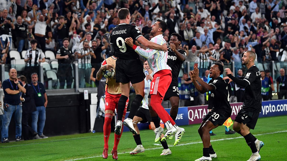 Juventus celebrate their last-gasp draw