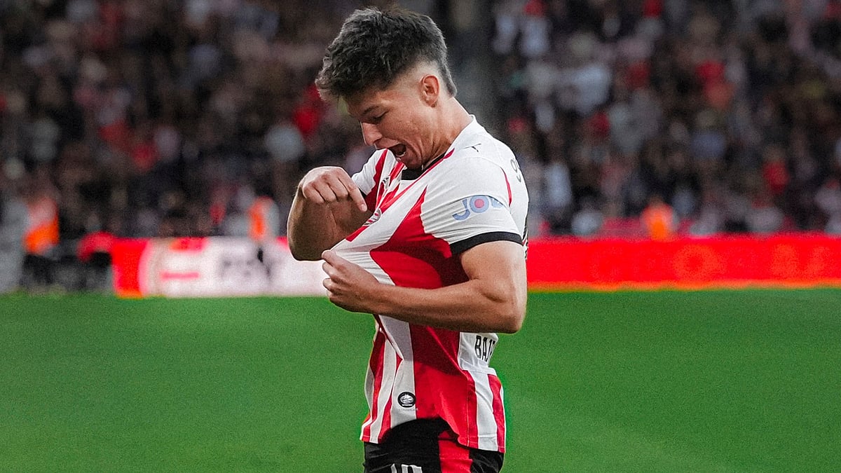 | Photo: X/PSV : PSV Eindhoven's Esmir Bajraktarevic celebrates after scoring for his side in the Eredivisie.