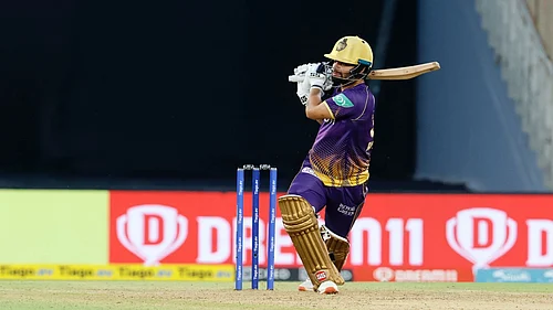 File : Rinku SIngh in action for Kolkata Knight Riders In Indian Premier League 2025.
