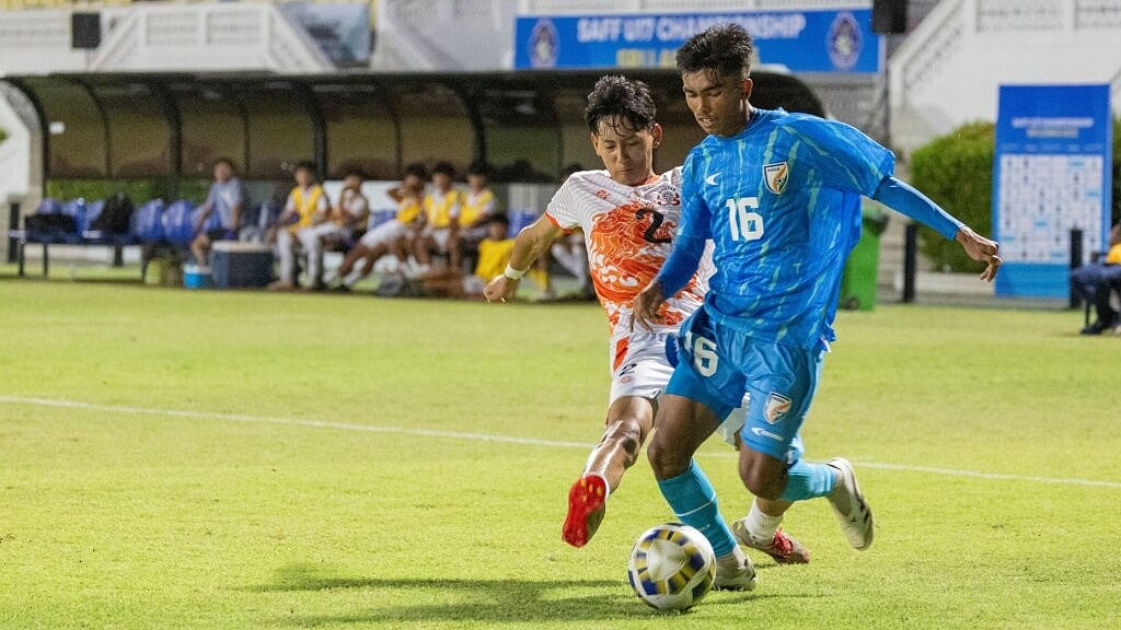 AIFF : Action from the India vs Bhutan, SAFF U17 Championship 2025 match played in Colombo.