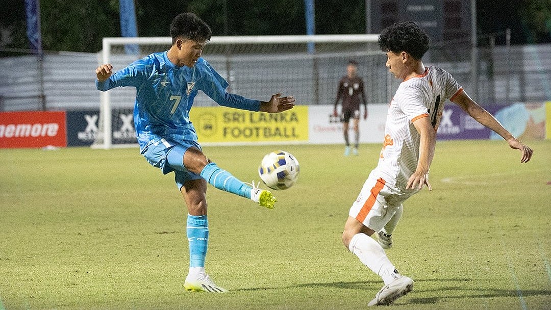 Photo: X/Indian Football : India Vs Bhutan Highlights, SAFF U17 Championship: Action from the Group B match in Colombo.
