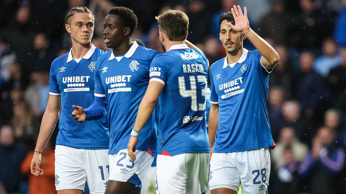 Rangers celebrate Miovski's goal