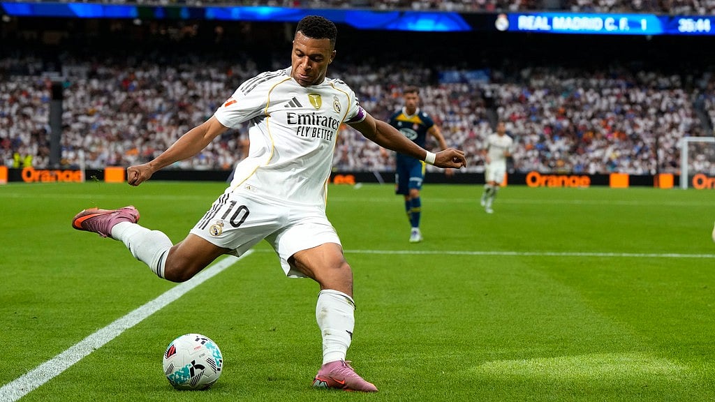 Photo: AP : Real Madrid Vs Espanyol Highlights, La Liga Updates: Kylian Mbappe in action at the Santiago Bernabeu Stadium.