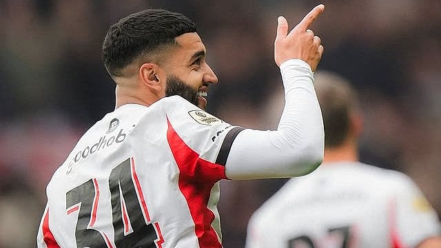 | Photo: Instagram/psv : PSV Eindhoven's Ismail Saibari celebrates after scoring in the Dutch Eredivisie match against AFC Ajax on September 21.