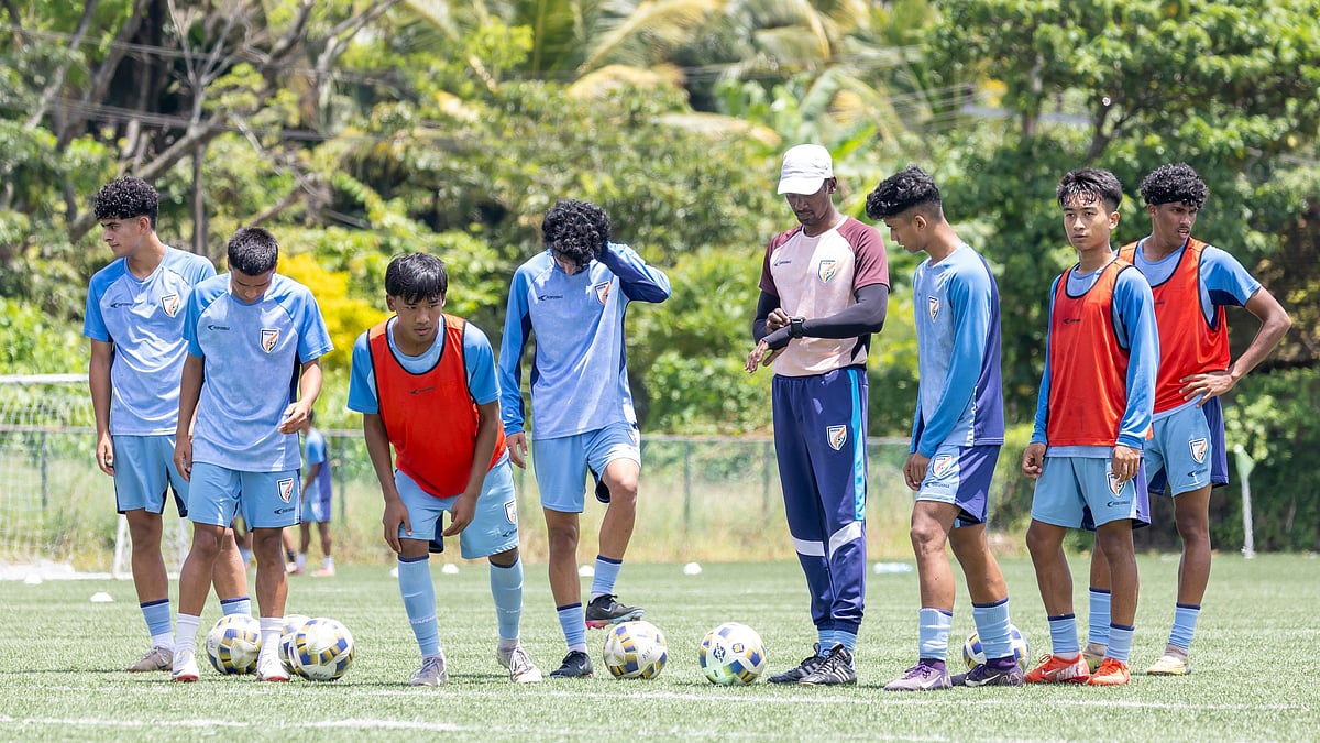 | Photo: AIFF : The India U17 team players in training ahead of the SAFF U17 Championship 2025 match against Nepal.