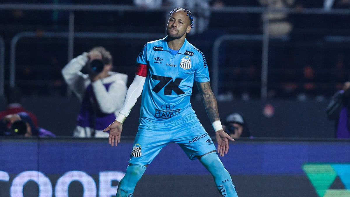 File : File photo of Neymar in action for Santos.