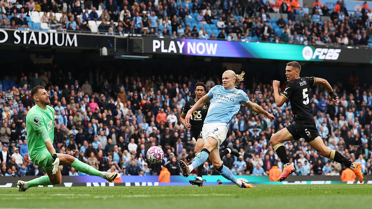 Erling Haaland in action for Manchester City against Burnley.