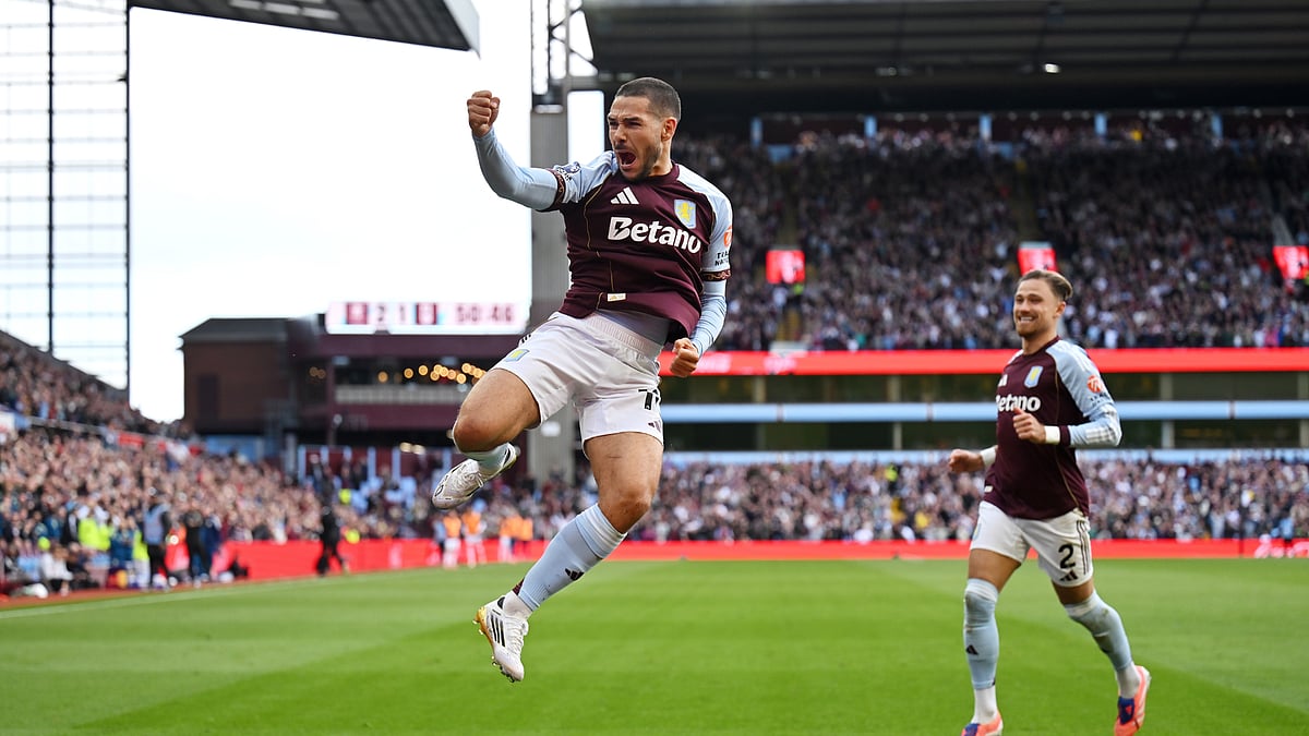Emiliano Buendia celebrates his goal against Fulham