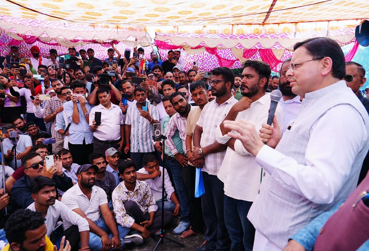 Uttarakhand CM Pushkar Singh Dhami at the youth protest