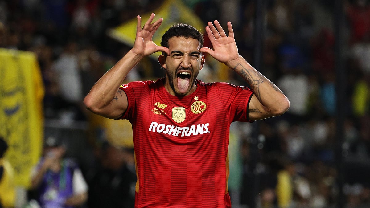 Federico Pereira celebrates after scoring the winner for Toluca