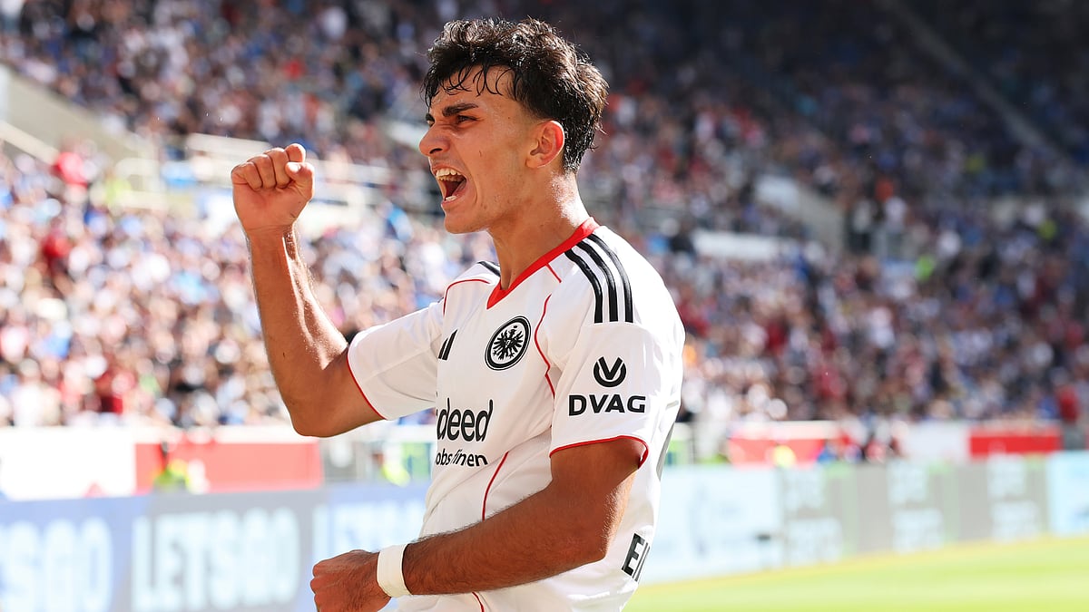 File : File photo of Can Uzun celebrating a goal for Eintracht Frankfurt.