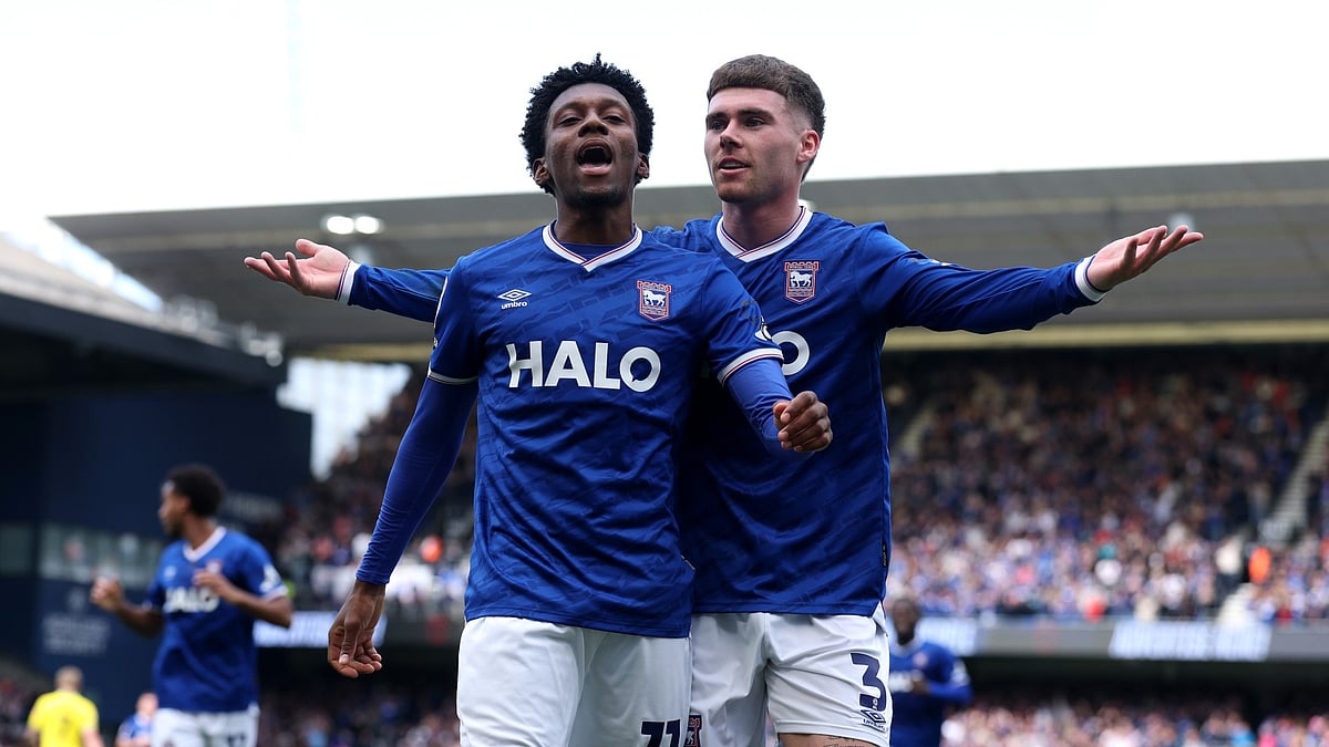 Jaden Philogene celebrates scoring for Ipswich Town
