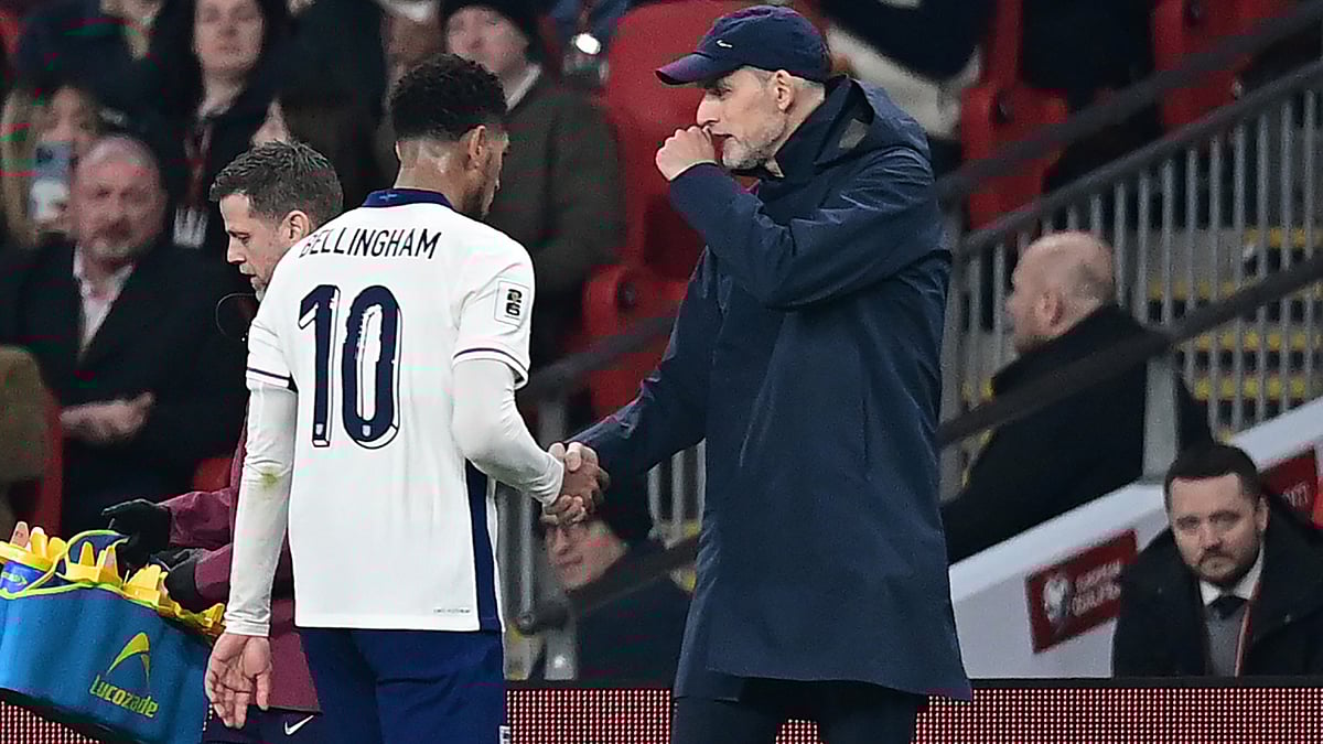 File : England's Jude Bellingham and head coach Thomas Tuchel.