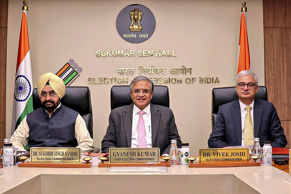 Photo: @ECISVEEP/X via PTI : CEC Kumar said Elections In Four States And One UT Between April 9-29, Results On May 4.