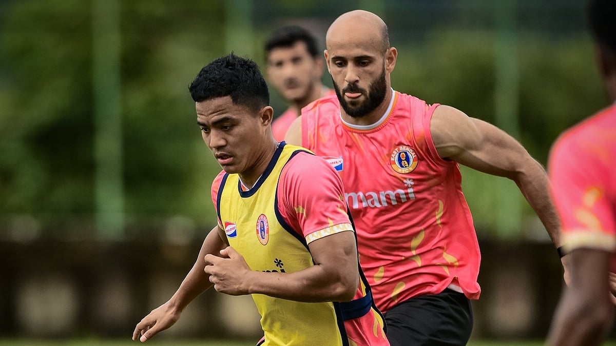 Photo: X/East Bengal FC : East Bengal Vs Dempo Live Score, AIFF Indian Super Cup: EBFC train ahead of the match.