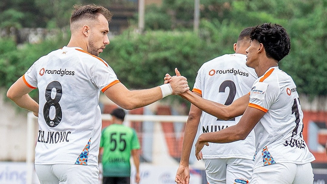 | Photo: Instagram/rgpunjabfc : Gokulam Kerala's Muhammad Suhail celebrates scoring his side's first goal during the AIFF Super Cup 2025 match against Gokulam Kerala at the GMC Stadium, Bambolim, on October 27, 2025.