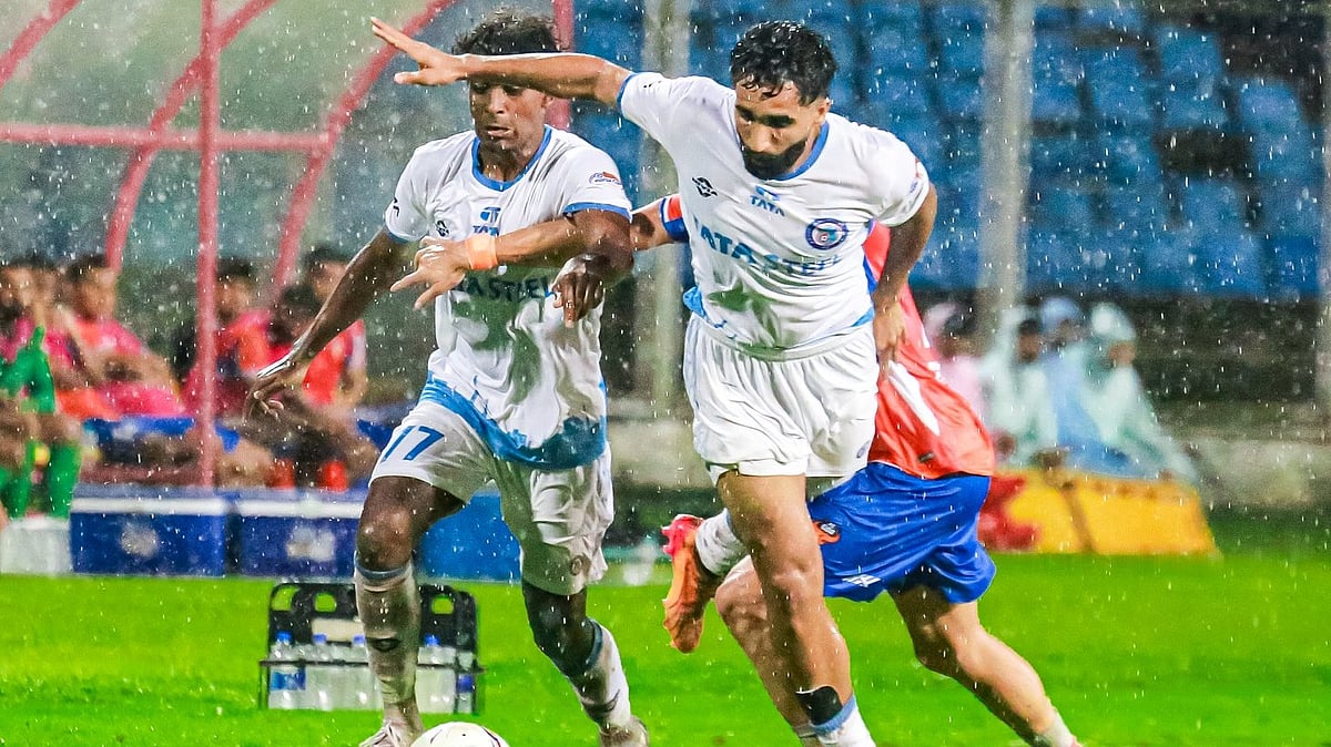 | Photo: X/JamshedpurFC : Jamshedpur FC players in action against FC Goa in the AIFF Super Cup 2025 on October 26, 2025.