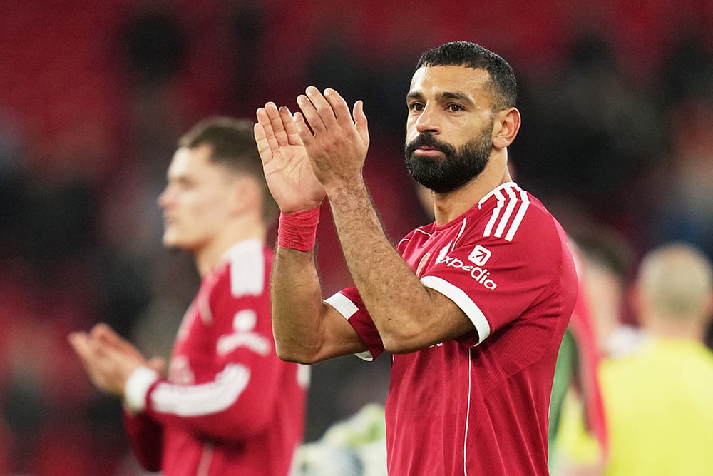| Photo: AP/Jon Super : Liverpool's Mohamed Salah applauds fans at the end of the English Premier League soccer match between Liverpool and Aston Villa in Liverpool, England.