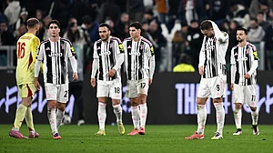 Juventus players following the draw with Sporting.