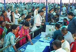 PTI : Patna: Polling officials collect election material at a distribution center on the eve of the first phase of the Bihar Assembly elections, in Patna, Wednesday, Nov. 5, 2025.