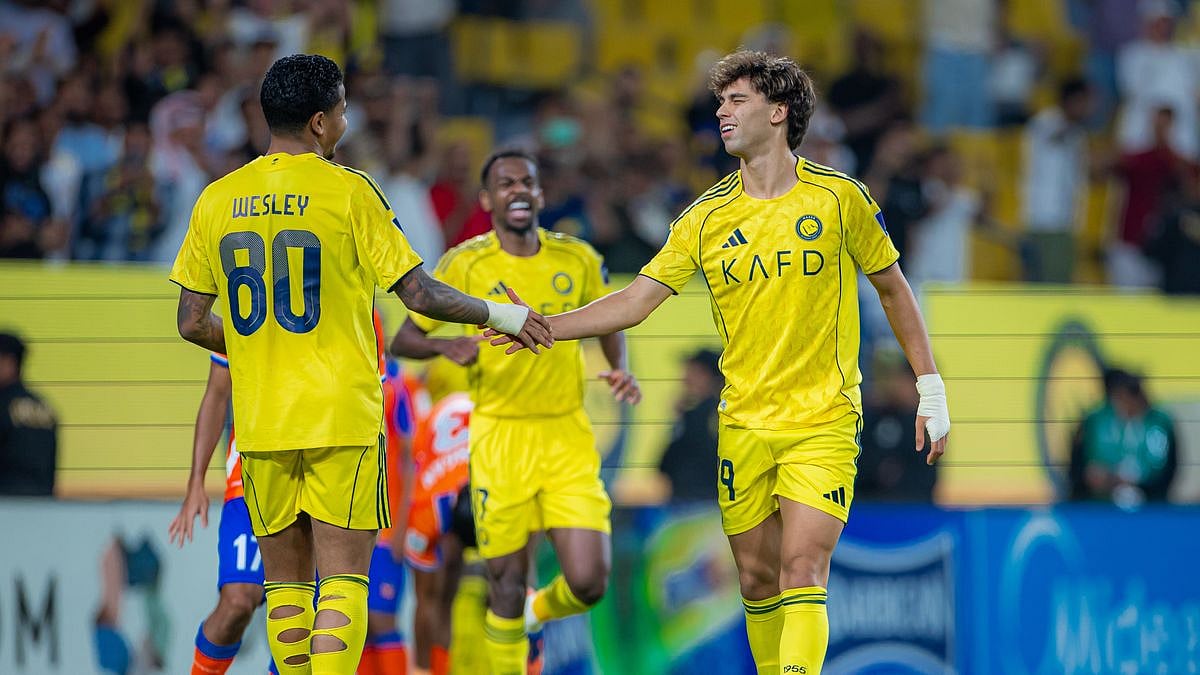 File Photo : Joao Felix and Wesley after Al-Nassr's 4th goal
