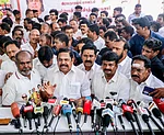 AIADMK leader Edappadi K. Palaniswami speaks to the media Ramanathapuram,