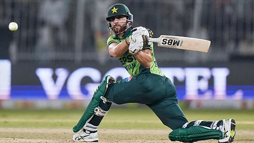 | Photo: AP/Anjum Naveed : Pakistans Salman Ali Agha plays a shot during the second one day international cricket match between Pakistan and South Africa, in Faisalabad, Pakistan, Thursday, Nov. 6, 2025.