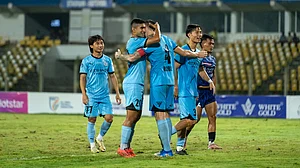| Photo: AIFF : Mumbai City FC players celerbate their win over Kerala Blasters during the AIFF Super Cup match in Pandit Jawaharlal Nehru, Goa, on November 6, 2025.