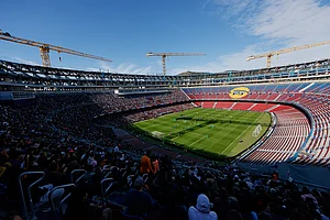 | Photo: AP/Joan Monfort : A general view of the Camp Nou stadium in Barcelona, Spain during the team's first training session at the venue after its renovation.
